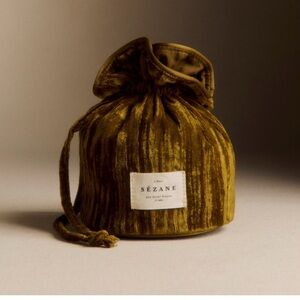 New Sézane Gold Velvet Drawstring Pouch